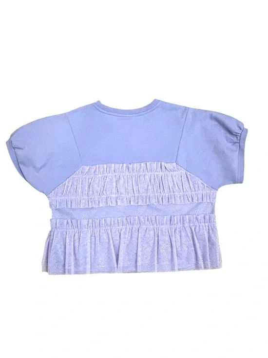 NWT, Maeve Short-Sleeve Smocked Ruffled Sweatshirt Lilac Size Medium - Picture 2 of 7
